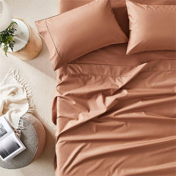 Adairs Brown 1500TC Brooklyn Clay Queen Sheet Separates