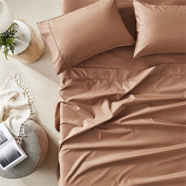 Adairs Brown Standard Pillowcase Pair 1500TC Brooklyn Clay Sheet Separates Brown