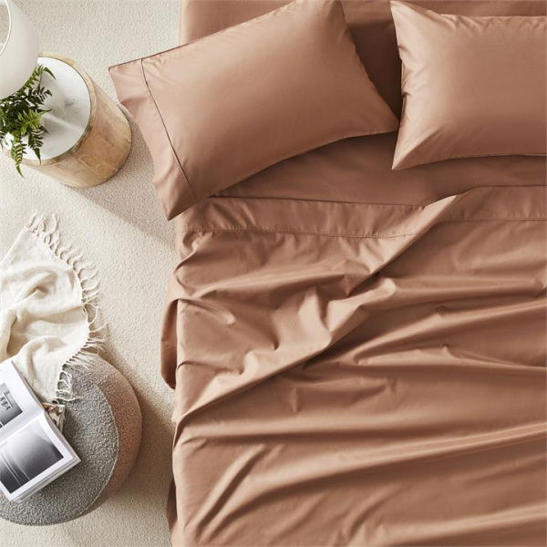 Adairs Brown Queen 1500TC Brooklyn Clay Sheet Set Brown