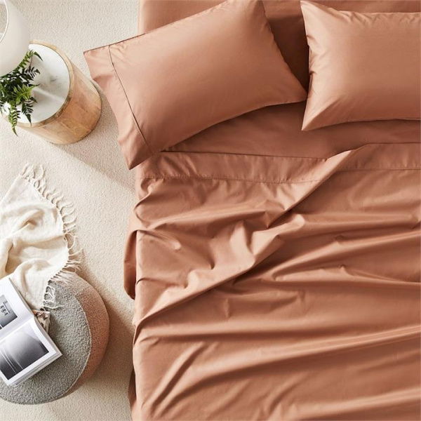 Adairs Brown Single 1500TC Brooklyn Clay Sheet Set Brown