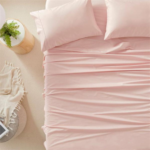 Adairs Pink King Single 1500TC Brooklyn Separates Nude Pink Fitted Sheet