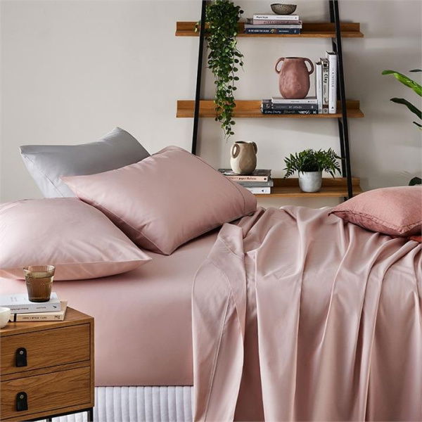 Adairs Pink 1500TC Brooklyn Nude Queen Fitted Sheet