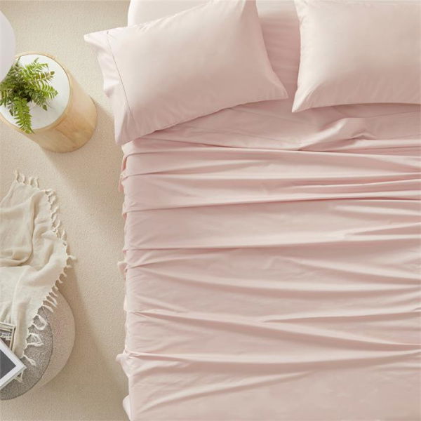 Adairs Nude Pink 1500TC Brooklyn Single Fitted Sheet