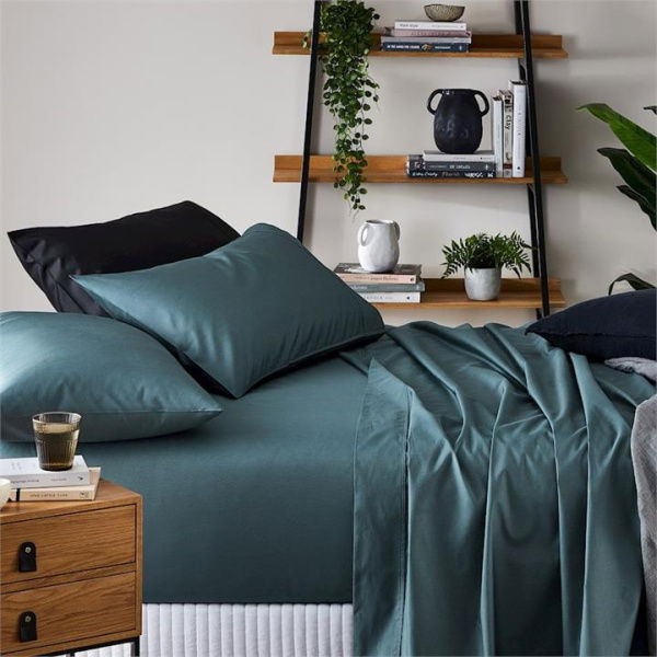 Adairs Blue King Extra Depth 1500TC Brooklyn Sheet Set Azure Sheet Set