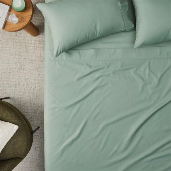 Adairs 1500TC Brooklyn Stem Sheet Set - Green (Green King Single)