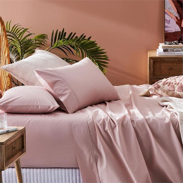 Adairs Pink King Pillowcase Each 300TC Fresh Cotton Lotus Pink