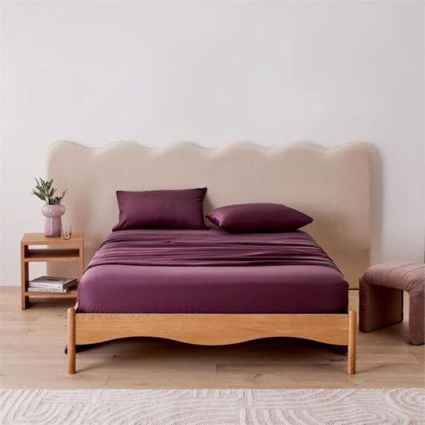 Adairs 600TC Bamboo Cotton Bordeaux Sheet Set - Purple (Purple Double)