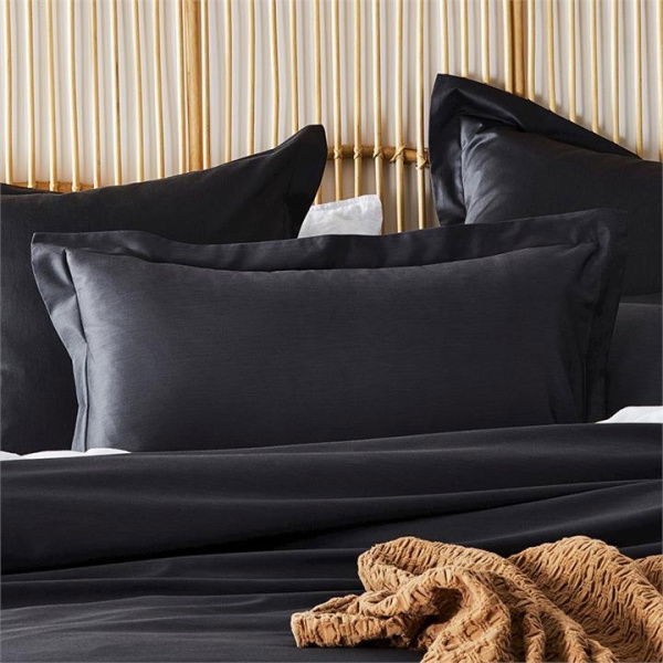 Adairs Black 600TC Bamboo Cotton Charcoal European Tailored Pillowcase Each