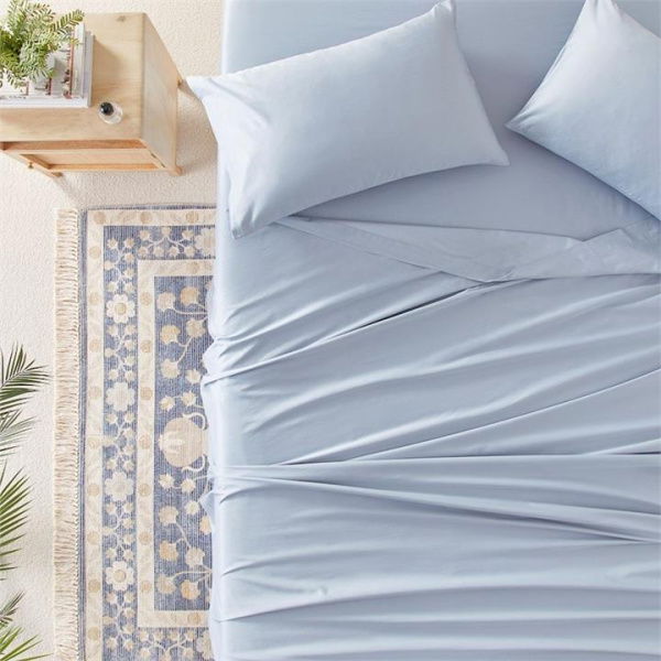 Adairs Blue King 600TC Bamboo Cotton Pastel Blue Sheet Set