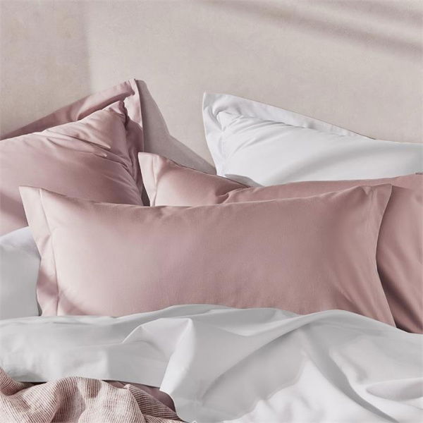 Adairs 600TC Bamboo Cotton Violet Pillowcases - Pink (Pink European Tailored Pillowcase Each)