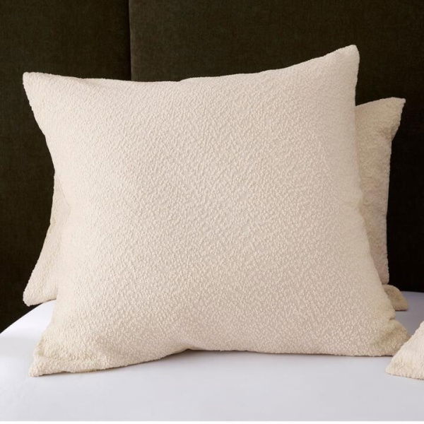 Adairs Aberdeen Snow Boucle Pillowcases - White (White European Pillowcase Each)