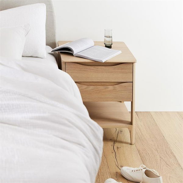 Adairs Adana European Collection Natural 2 Drawer Bedside Table (Natural Bedside Table)