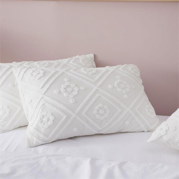 Adairs Anastasia White Tufted Pillowcases (White Standard Pillowcase Pair)