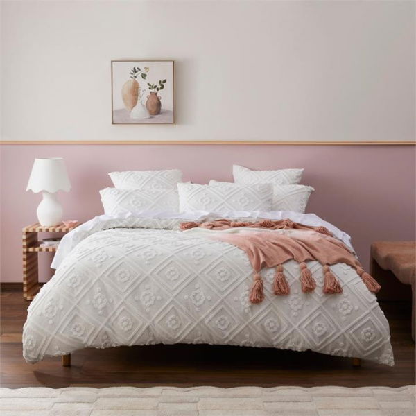 Adairs Anastasia White Tufted Quilt Cover (White Queen)