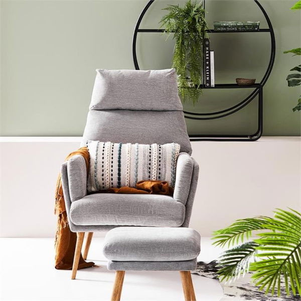 Adairs Grey Chair & Foot Rest Anderson Furniture Collection Grey 1 Seater Chair & Foot Rest