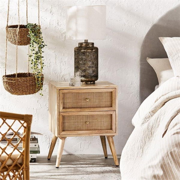 Adairs Natural Anjuna Collection 2 Drawer Bedside Table