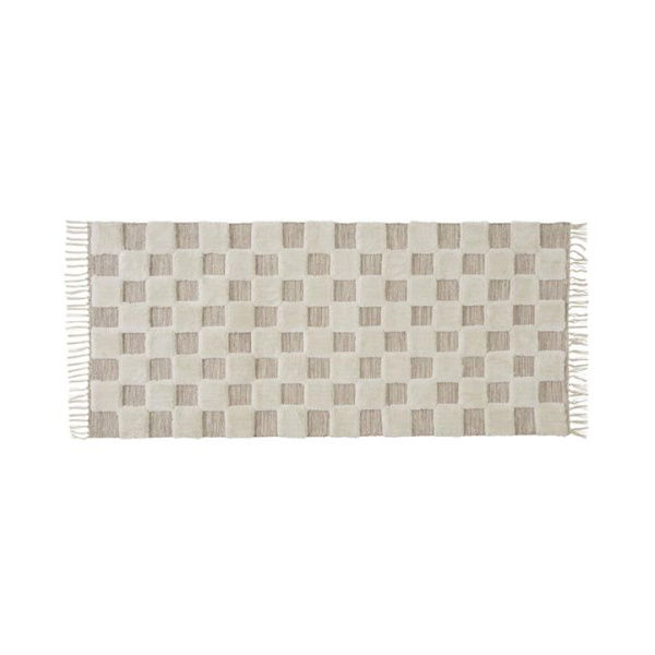 Adairs Archie Natural & Ivory Check Rug Runner (Natural 80x180cm)