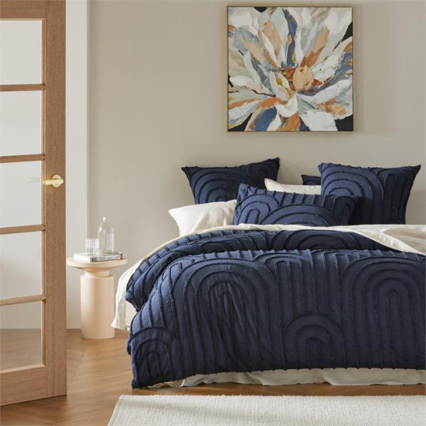 Adairs Archie Navy Tufted Quilt Cover Separates - Blue (Blue Queen)