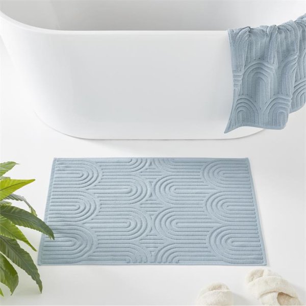 Adairs Blue Bath Mat Archie Towel Range Bath Towel Sea Blue Marle