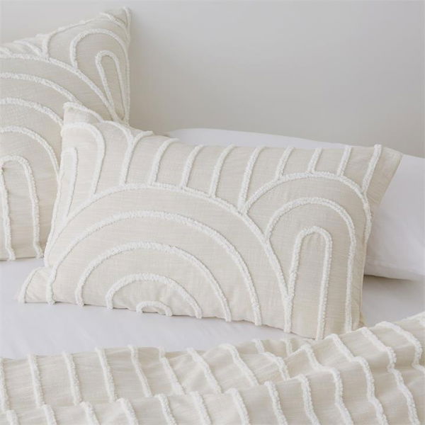 Adairs Natural King Pillowcase Each Archie Tufted Bedlinen King Each Macadamia P/Case