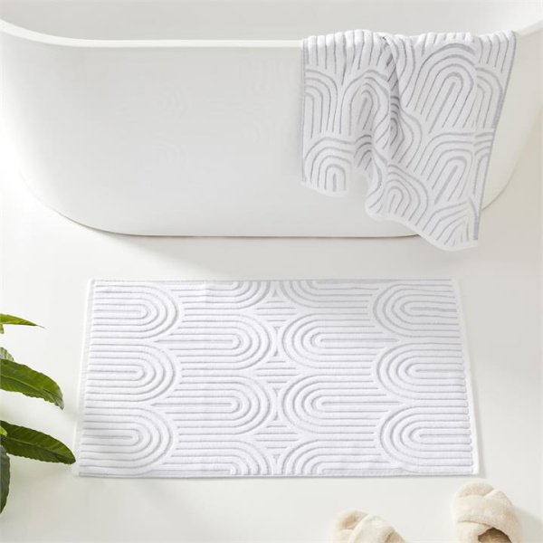 Adairs White Bath Mat Archie White Marle Towel Range