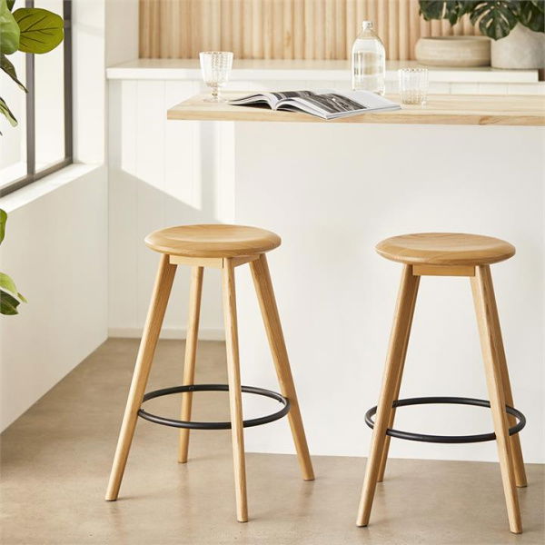 Adairs Asher Natural Black Counter Stool (Natural Counter Stool)