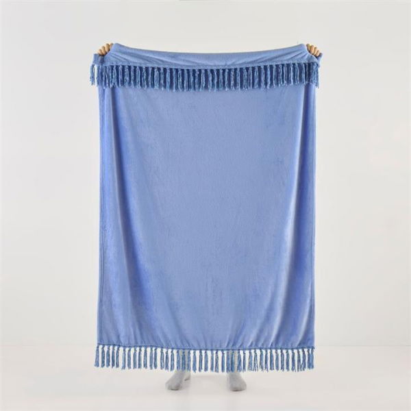 Adairs Aspen Blue Fleece Tassel Throw (Blue Throw)