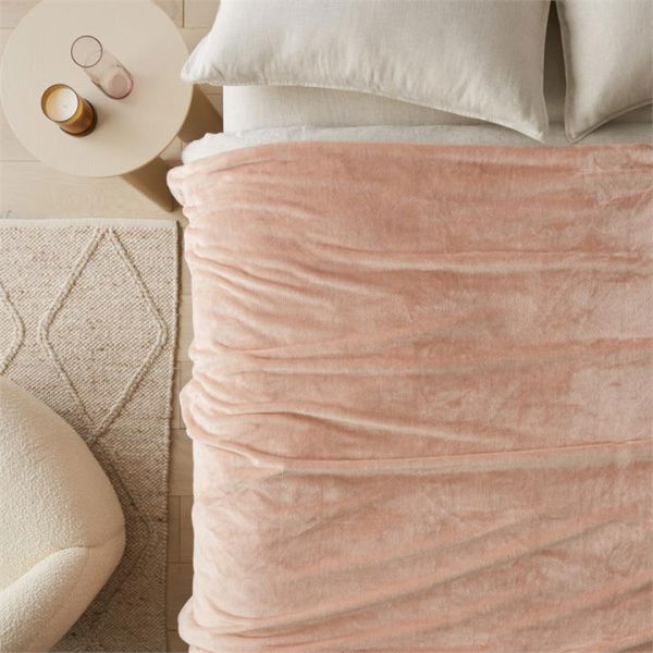 Adairs Aspen Dusky Rose Fleece Blanket - Pink (Pink Blanket)