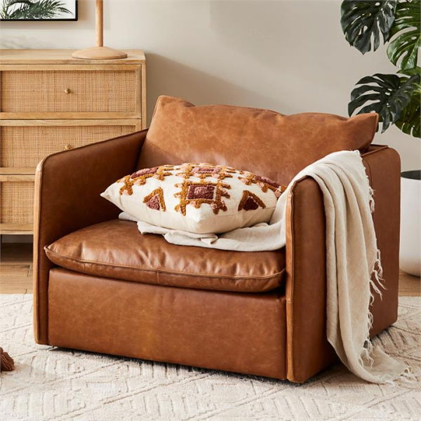 Adairs Brown Armchair Atticus Tobacco Leather