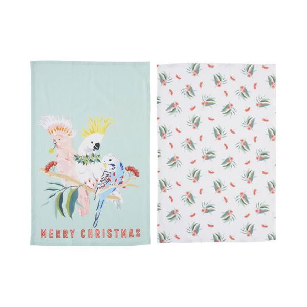 Adairs Green Australian Birds Festive Tea Towel