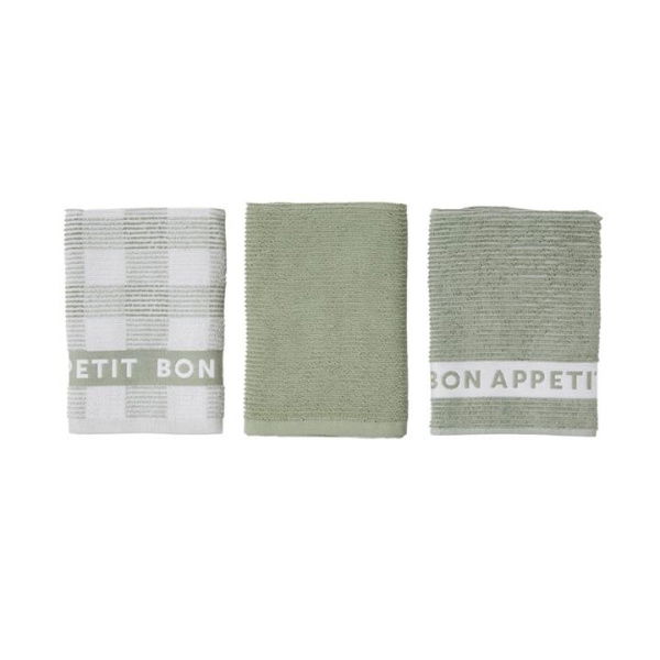 Adairs Green Pack of 3 Australian Cotton Fern Tea Towel