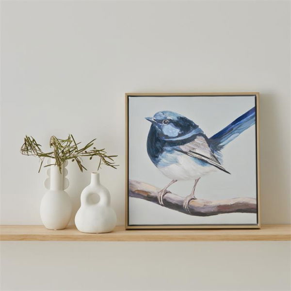 Adairs Blue Wall Art Aves Blue Wren Canvas