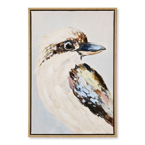 Adairs Aves Kookaburra Posing Canvas - Blue (Blue Wall Art)