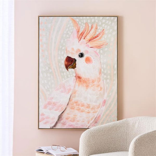 Adairs Pink Wall Art Aves Pink Cockatoo Canvas