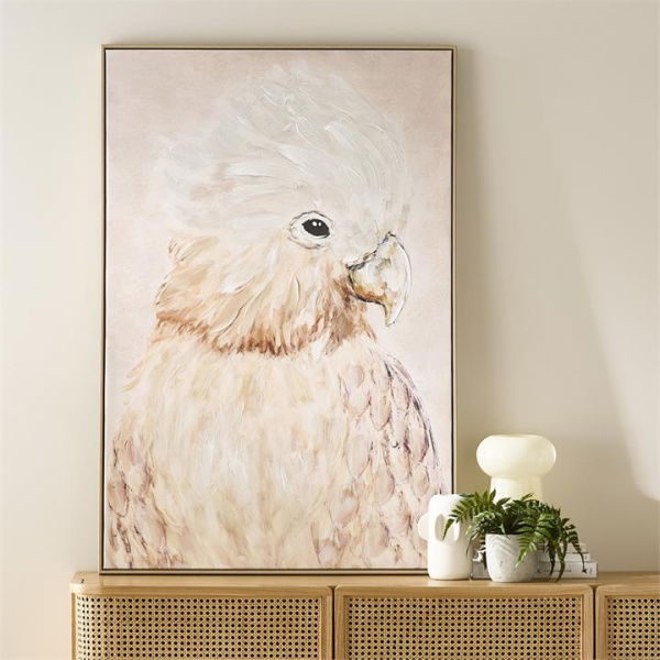 Adairs Pink Wall Art Aves Pink Parrot Canvas