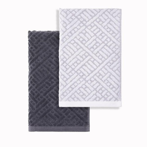 Adairs Blue Aya Cotton Bamboo 50x70cm Navy/White 2pk Tea Towels