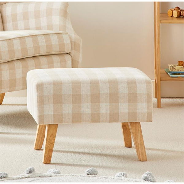 Adairs Natural Foot Stool Baby 2 in 1 Gingham Nursery Foot Stool Natural