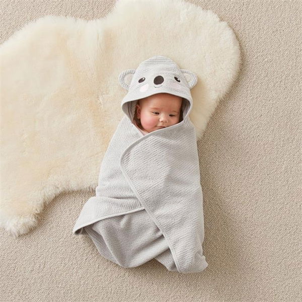 Adairs Grey Hooded Towel Baby Baby Bath Time Koala Hooded Towel