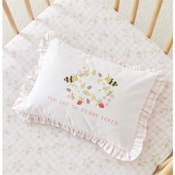 Adairs Pink Cot Baby Decorative Heirloom Berry Loved Text Pillowcase