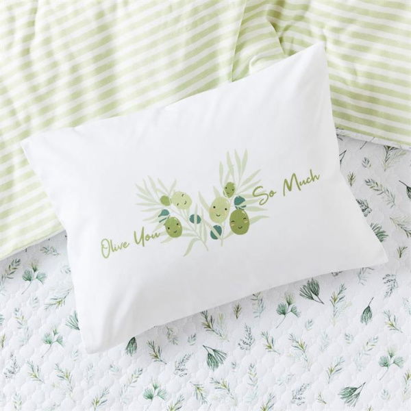 Adairs Baby Decorative Olive You So Much Cot Pillowcase - Green (Green Cot)