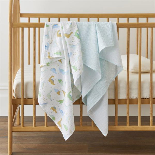 Adairs White Baby Dino Hatchlings Cotton Muslin Swaddles 2pk