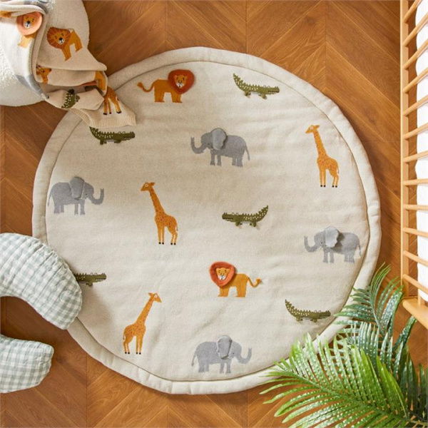 Adairs Baby Interactive Jungle Animals Knitted Play Mat - Natural (Natural Play Mat)