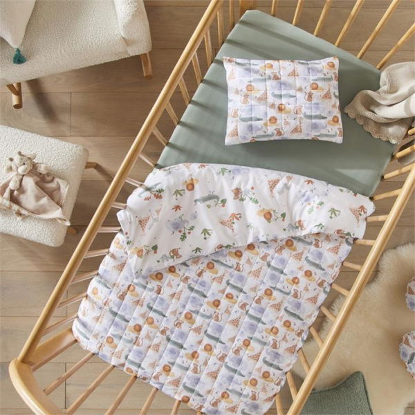 Adairs White Jungle Juniors Baby Quilted Cot Quilt Cover Set