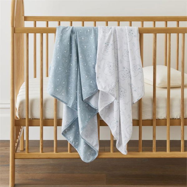 Adairs Blue Swaddles Baby Koala Cuddles Icerberg Jersey Pack of 2