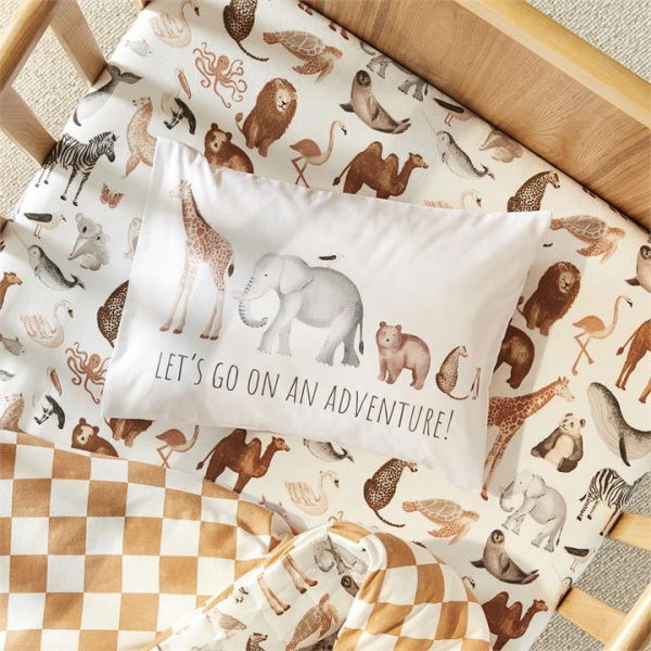 Adairs White Baby Lets Go On An Adventure Decorative Cot Pillowcase