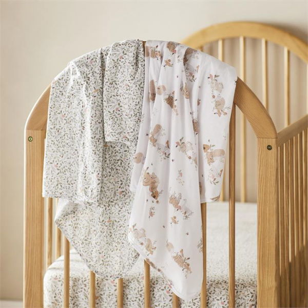 Adairs Natural Baby Little Bear & Friends Jersey Swaddles Pack of 2 Swaddles