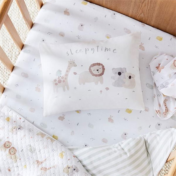 Adairs White Baby Little Buddies Decorative Text Cot Pillowcase