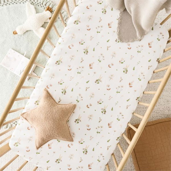 Adairs Baby Native Flora White Jersey Fitted Sheets Set of 2 (White Cot)