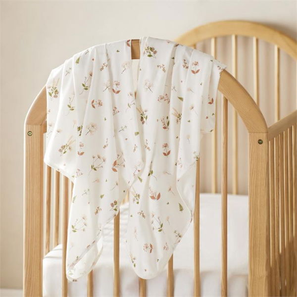 Adairs Baby Native Flora White Jersey Swaddles Pack of 2 (White Swaddles)