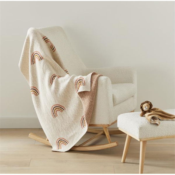 Adairs Natural Blanket Baby Novelty Cotton Ochre Rainbow Baby Blanket Natural